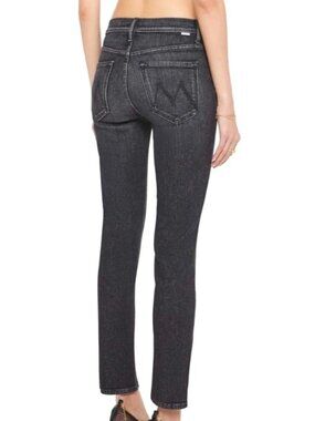 Mother Women's Sz 25 The Looker Sacred Slit Skinny Jeans Black Stretch Denim